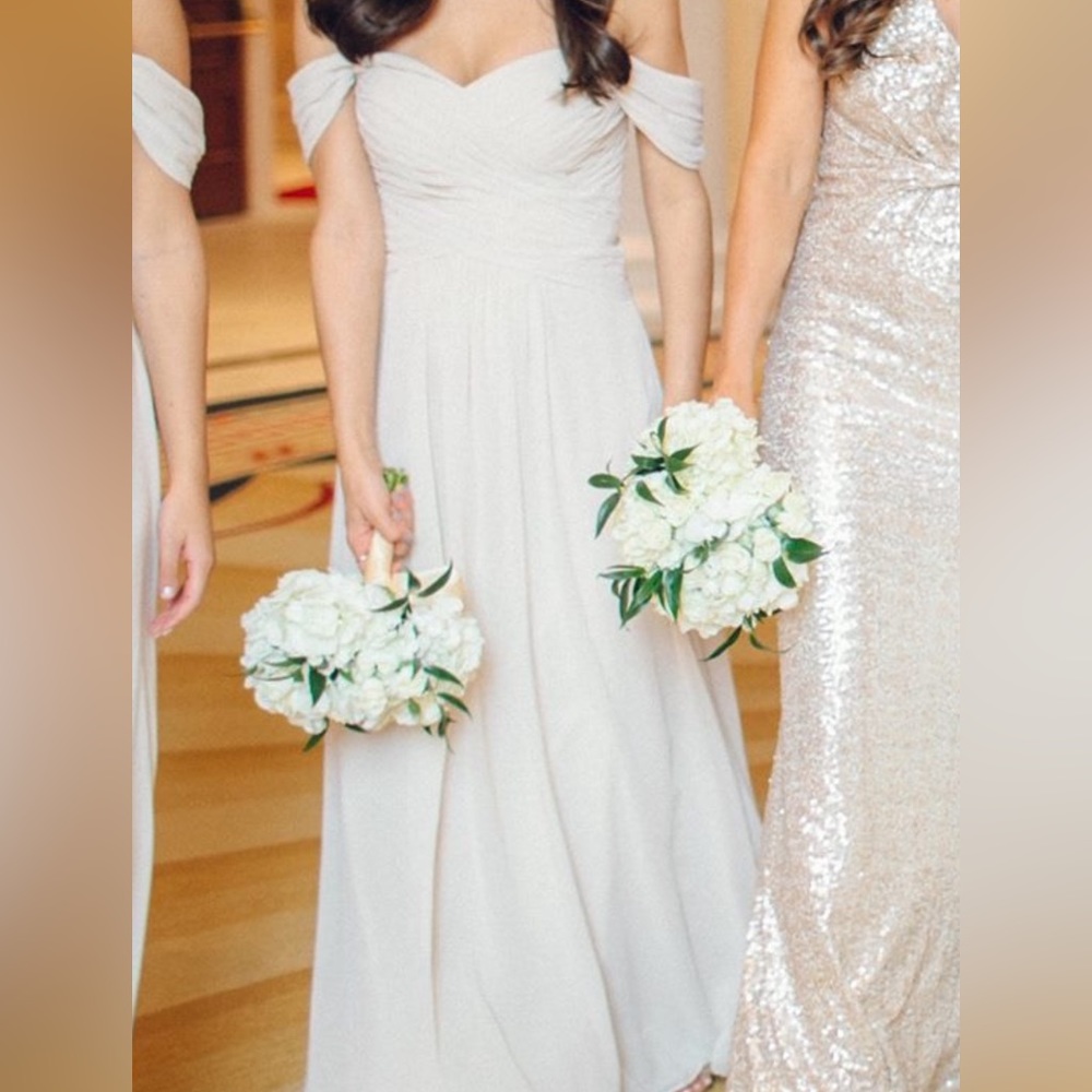Bill Levkoff Cream Bridesmaids Dress